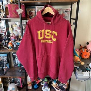 Vintage USC Trojans Football Hoodie – Men’s 2XL Faded Red Starter Tag Boxy Fit